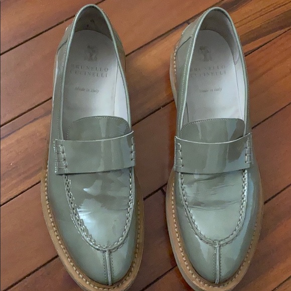 Brunello Cucinelli patent light olive green loafer - Picture 5 of 5